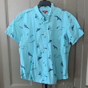 Turquoise/bird polo, XXL